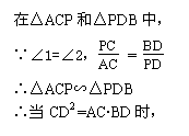 ı: ڡACP͡PDBУ
ߡ1=2PCAC = BDPD
ACPסPDB
൱CD2 =AC•BDʱ
ACPסPDB
