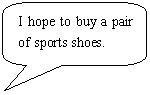 圆角矩形标注: I hope to buy a pair of sports shoes.