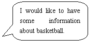 圆角矩形标注: I would like to have some information about basketball.