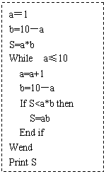 ı: a1
b=10a
S=a*b
While a10
 a=a+1
 b=10a
 If S<a*b then
 S=ab
 End if
Wend
Print S
