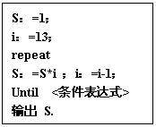 ı: S=1
i=13
repeat 
S=S*i i=i-1
Until <ʽ>
 S.
