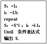ı: S=1
i=13
repeat 
S=S*i i=i-1
Until ʽ
 S.
