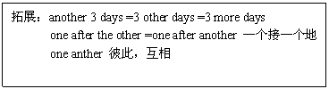 ı: չanother 3 days =3 other days =3 more days 
 one after the other =one after another һһ
 one anther ˴ˣ
